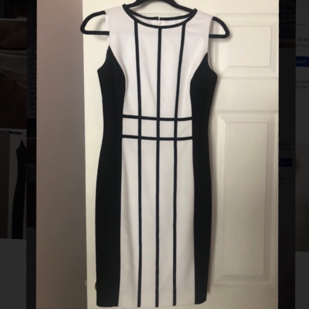 Like New❗️Calvin Klein Black & White Sheath Dress